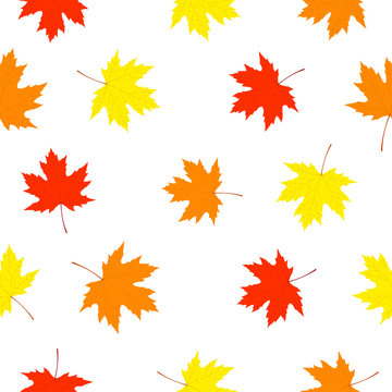 Falling leaves. Seamless pattern with autumn falling leaves. Vector illustration