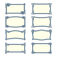 Vector set of art nouveau frames for print and design.