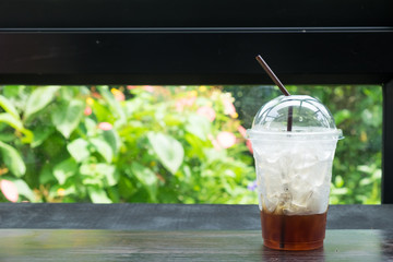 Coffee and ice left in the glass