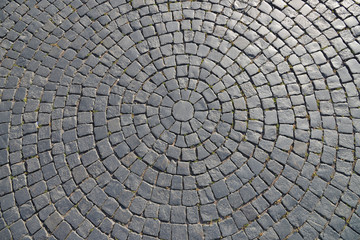 Old cobblestone pavement close-up.
