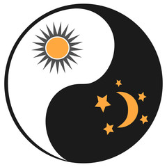 sun and moon in ying yang symbol