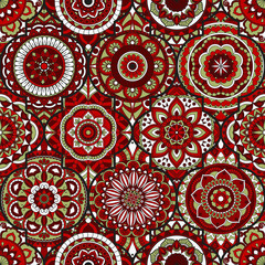 Seamless pattern. Vintage decorative elements. Hand drawn background. Islam, Arabic, Indian, ottoman motifs. Perfect for printing on fabric or paper.