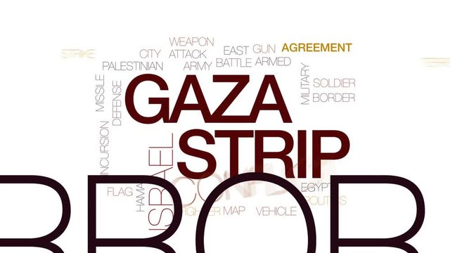 Gaza strip word cloud animation on white background