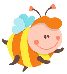 Fototapeta premium Cute Bee Cartoon Flying. Vector Isolated Illustration