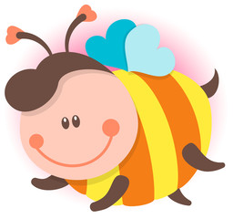 Cute Bee Cartoon Flying. Vector Isolated Illustration
