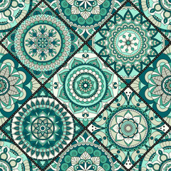 Seamless pattern. Vintage decorative elements. Hand drawn background. Islam, Arabic, Indian, ottoman motifs. Perfect for printing on fabric or paper. - 166863797