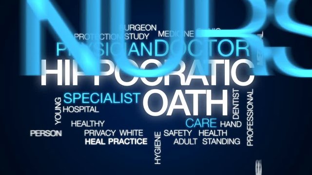Hippocratic oath animated word cloud, text design animation.