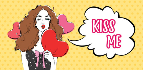 Vector Love Kiss Illustration With Hearts