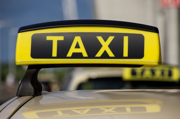 Taxi waiting for a ride at the airport