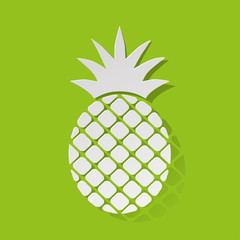 Pineapple Ananas icon white paper on a green background.