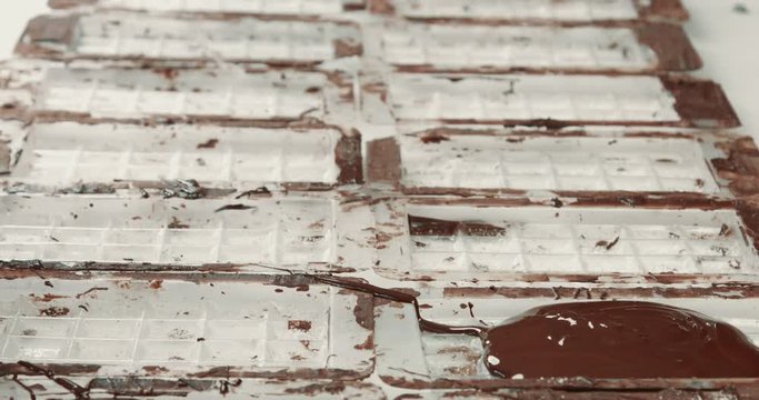 liquid chocolate texture. Process of making a chocolate bars