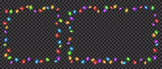 Christmas translucent fairy lights square and rectangle shaped. Transparency only in vector file