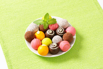 Assorted truffles and pralines