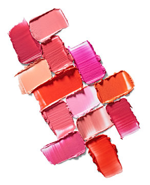 Fototapeta Set of lipstick stroke isolated on white background