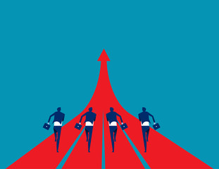 Businessman running to success. Concept business success illustration, Vector cartoon character and abstract.