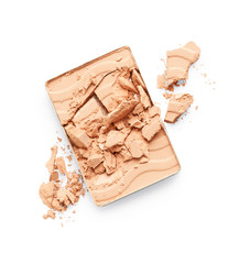 Broken face powder isolated on white background