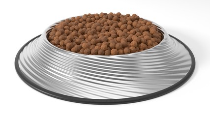 3d illustration of Pet food in bowl.