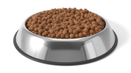 3d illustration of Pet food in bowl.
