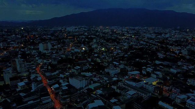 CHIANG MAI,THAILAND - 7 August, 2017 , Aerial view at Warorot night Market or Kad Luang, is largest markets in Chiang Mai, on August, 7, 2017 in Chiang Mai province Thailand.