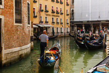 Fototapeta na wymiar Gondolas of Venice in the morning light. Italy.
