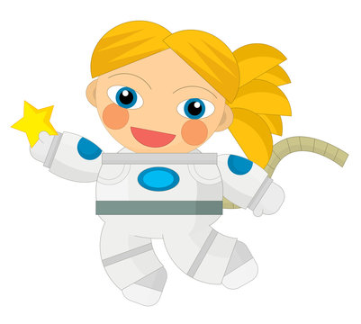 Cartoon character - astronaut isolated - illustration for children