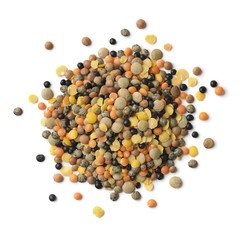 Heap of mixed different types of lentils
