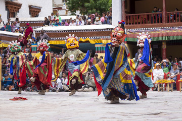 Leh Ladakh,India - July 3:The mask dancing performed by the Lamas in a Hemis festival in Hemis...