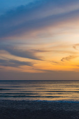 Fototapeta na wymiar Scenic sunset seascape on tropical beach in Sihanoukville