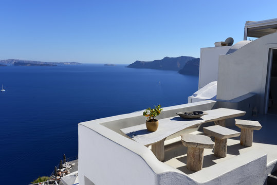 Santorini- Holzsitzgruppe mit Aussicht - Ambiente