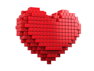 Love and Valentine Day concept. 3d pixel art heart - 3d render