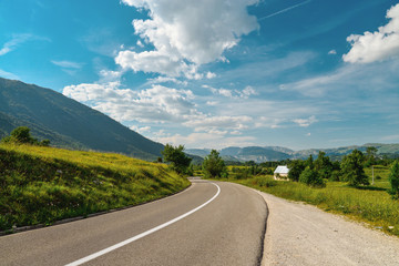 An empty road in the mountains of Montenegro