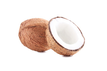 Half of coconut isolated on a white background