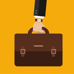 Bussiness, hand holding briefcase. Vector