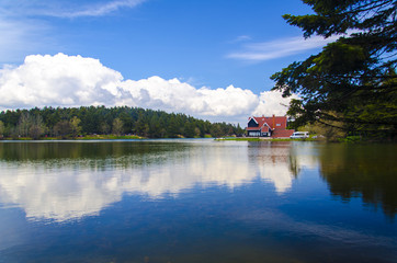 Obraz premium TURKEY - BOLU , 1 May 2015 ; Bolu Golcuk lake and reflection.