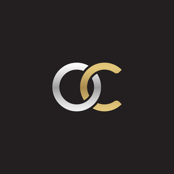 Initial lowercase letter oc, linked overlapping circle chain shape logo, silver gold colors on black background
 
