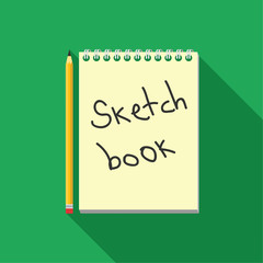 Sketch book. Flat design. Vector illustration.