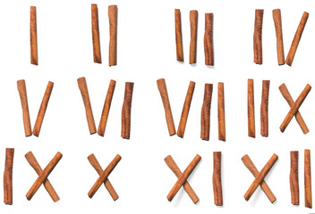 Figures from cinnamon sticks, isolate