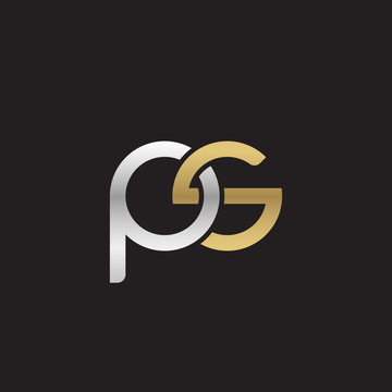 Initial lowercase letter ps, linked overlapping circle chain shape logo, silver gold colors on black background