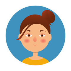 Girl icon. Woman avatar, face icon. Cartoon style. Vector