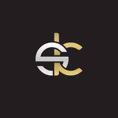 Fototapeta premium Initial lowercase letter sk, linked overlapping circle chain shape logo, silver gold colors on black background