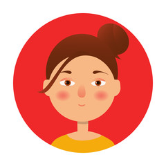 Girl icon. Woman avatar, face icon. Cartoon style. Vector