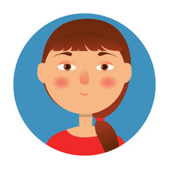 Girl icon. Woman avatar, face icon. Cartoon style. Vector