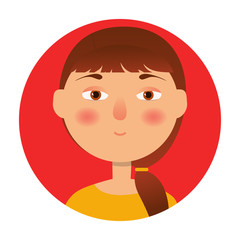 Girl icon. Woman avatar, face icon. Cartoon style. Vector