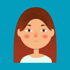 Girl icon. Woman avatar, face icon. Cartoon style. Vector