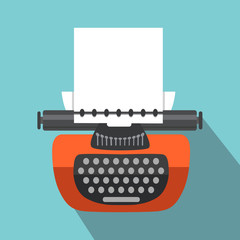 Vector. Isolated vintage typewriter. Retro equipment. Flat style. Blogging concept. - 166880105