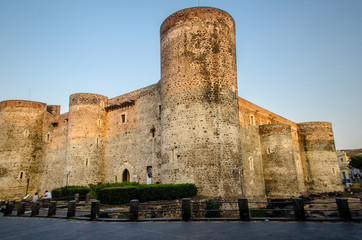 The Norman Ursino Castle in Catania, Sicily, Italy built in the 13th century.