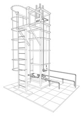 Petroleum gas industrial equipment. Tracing illustration of 3d.