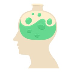 Head with flask icon, cartoon style