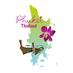 Phuket island map in Thailand