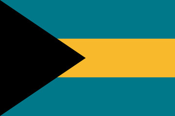 Flag Bahamas flat icon. State insignia of the nation in flat style on the entire page. National symbol in the form of a vector illustration